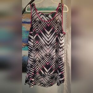 Torrid Black and Pink Chevron Sleeveless Tunic